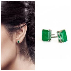 Emerald Stud Earrings + Lifter Backs